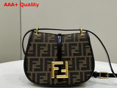 Fendi Cmon Small Brown FF Jacquard Fabric and Leather Bag Replica