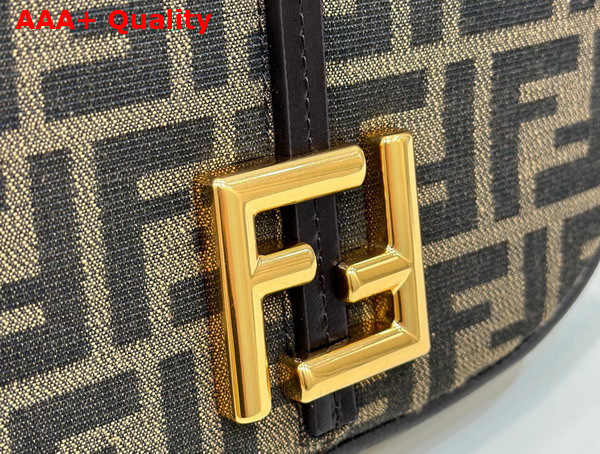 Fendi Cmon Small Brown FF Jacquard Fabric and Leather Bag Replica