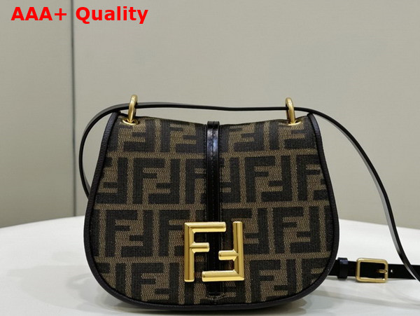 Fendi Cmon Small Brown FF Jacquard Fabric and Leather Bag Replica