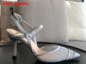 Fendi Colibri Lite Grey Tulle and Satin High Heeled Slingbacks Replica