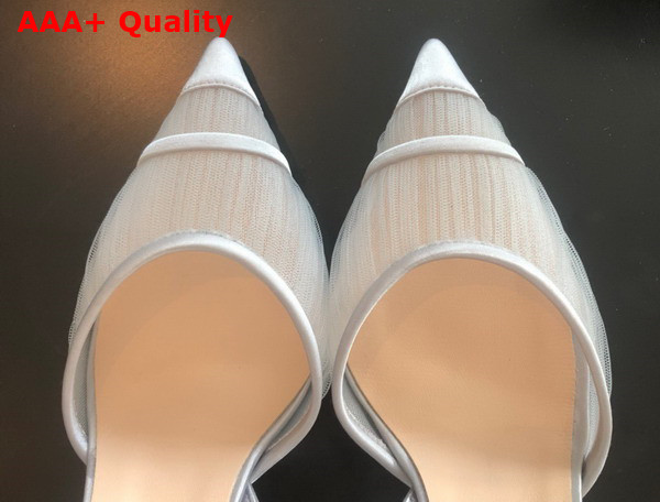 Fendi Colibri Lite Grey Tulle and Satin High Heeled Slingbacks Replica