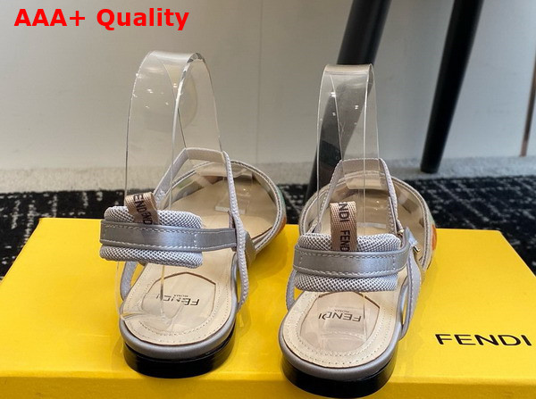 Fendi Colibri Lite Multicolor Mesh Flat Slingbacks Light Grey Replica