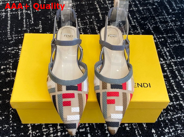 Fendi Colibri Lite Multicolor Mesh Flat Slingbacks Multicolor Replica