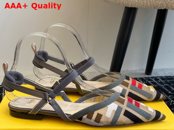 Fendi Colibri Lite Multicolor Mesh Flat Slingbacks Multicolor Replica