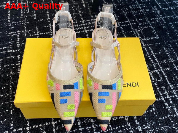 Fendi Colibri Lite Multicolor Mesh Flat Slingbacks Replica