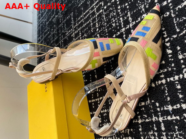 Fendi Colibri Lite Multicolor Mesh Flat Slingbacks Replica