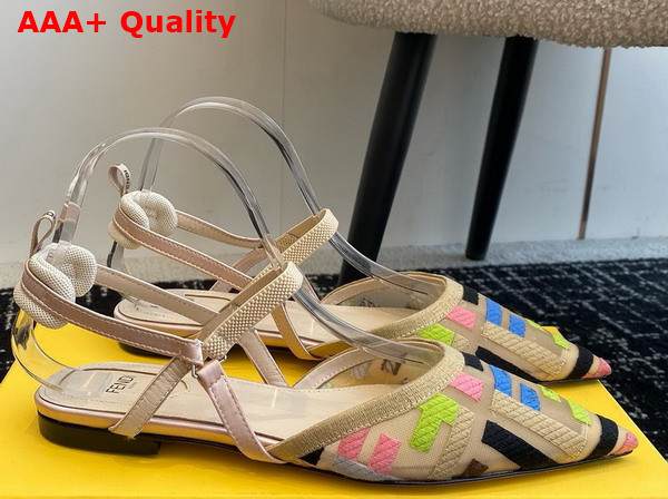 Fendi Colibri Lite Multicolor Mesh Flat Slingbacks Replica