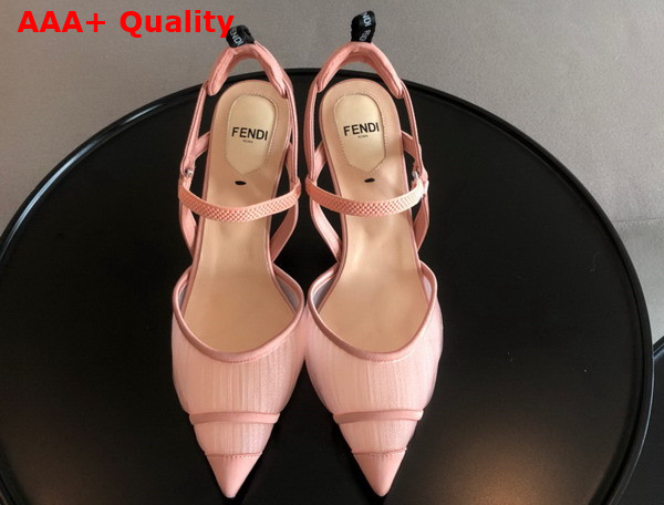 Fendi Colibri Lite Pink Tulle and Satin High Heeled Slingbacks Replica