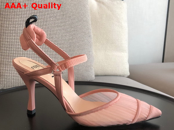 Fendi Colibri Lite Pink Tulle and Satin High Heeled Slingbacks Replica