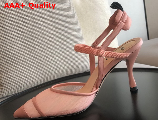 Fendi Colibri Lite Pink Tulle and Satin High Heeled Slingbacks Replica