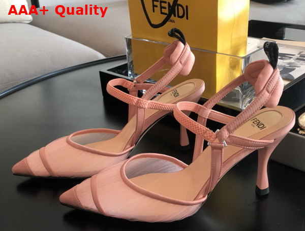 Fendi Colibri Lite Pink Tulle and Satin High Heeled Slingbacks Replica