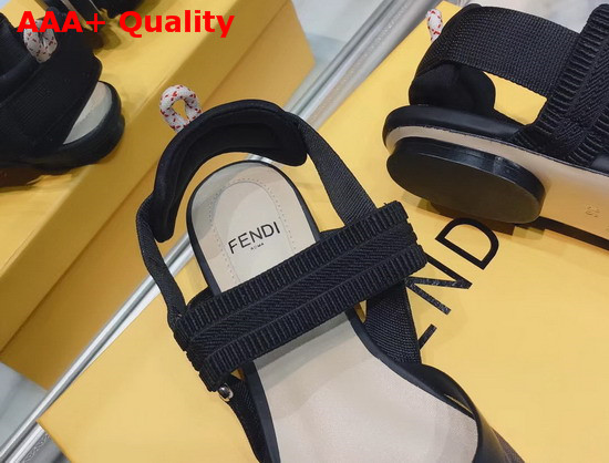 Fendi Colibri Slingback Flats in Black Leather and Mesh Replica