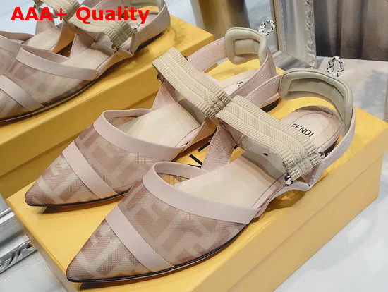 Fendi Colibri Slingback Flats in Pink Mesh and Nude Leather Replica