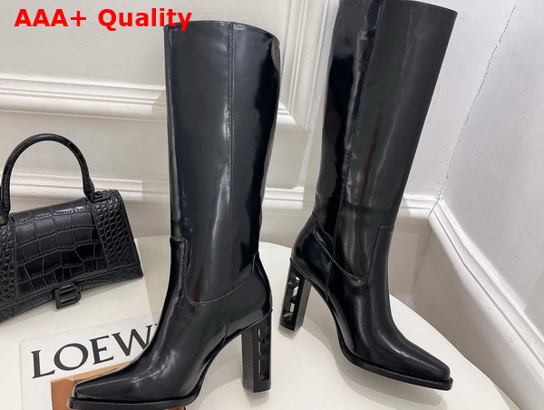 Fendi Cut Black Leather High Heeled Boots Replica