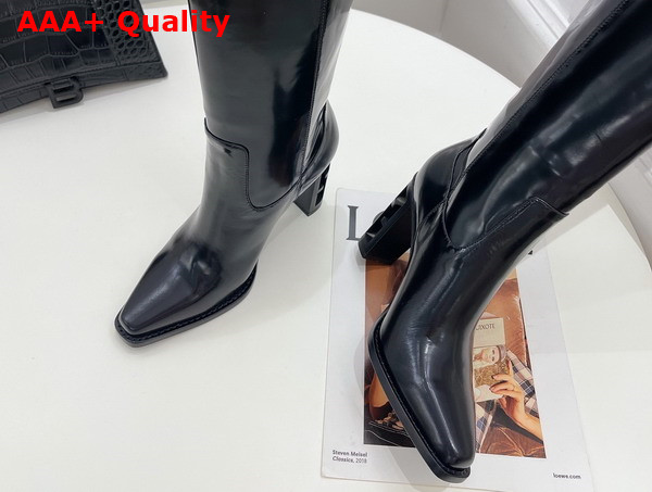 Fendi Cut Black Leather High Heeled Boots Replica