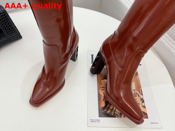 Fendi Cut Brown Leather High Heeled Boots Replica