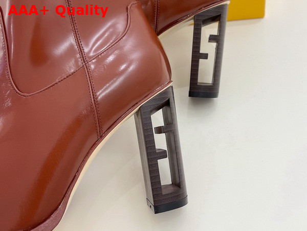 Fendi Cut Brown Leather High Heeled Boots Replica