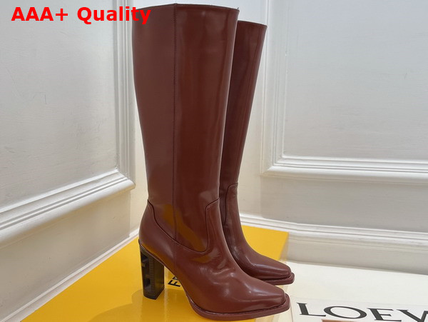 Fendi Cut Brown Leather High Heeled Boots Replica