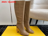 Fendi Delfina Beige Leather High Heeled Boots Replica