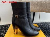 Fendi Delfina Black Leather High Heeled Ankle Boots Replica