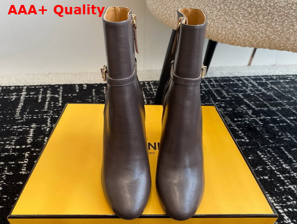 Fendi Delfina Brown Leather High Heeled Ankle Boots Replica