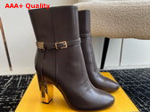 Fendi Delfina Brown Leather High Heeled Ankle Boots Replica