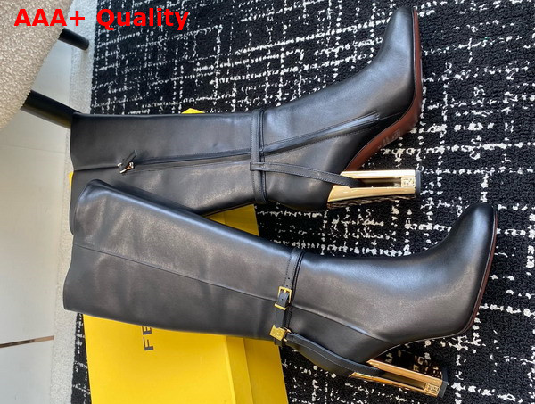 Fendi Delfina High Heeled Boots in Black Leather Replica