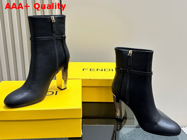 Fendi Delfina Leather High Heeled Ankle Boots in Black Replica