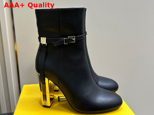 Fendi Delfina Leather High Heeled Ankle Boots in Black Replica