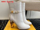 Fendi Delfina White Leather High Heeled Ankle Boots Replica