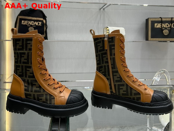 Fendi Domino Beige Leather Biker Boots Replica