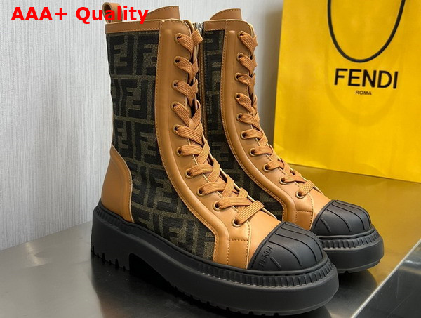 Fendi Domino Beige Leather Biker Boots Replica