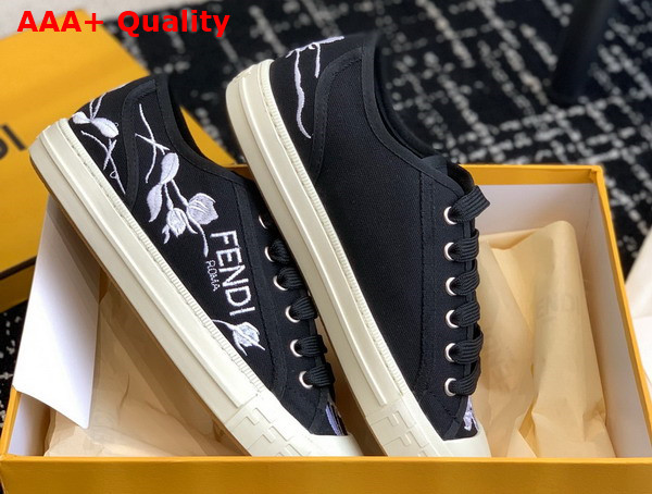 Fendi Domino Black Canvas Low Tops Replica