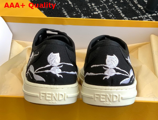 Fendi Domino Black Canvas Low Tops Replica