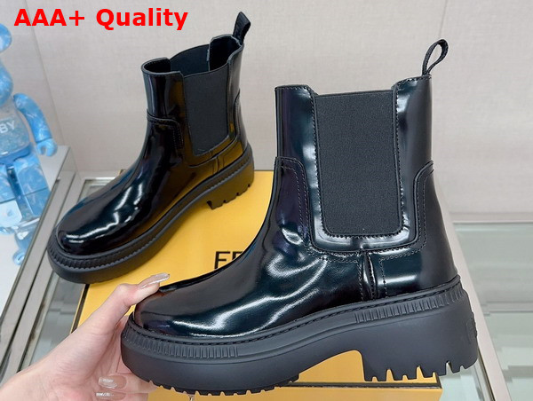 Fendi Domino Brushed Leather Biker Boots in Black Replica