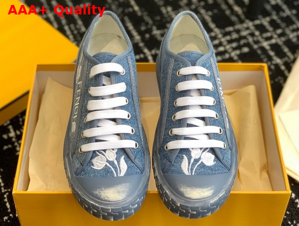 Fendi Domino Light Blue Denim Low Tops Replica