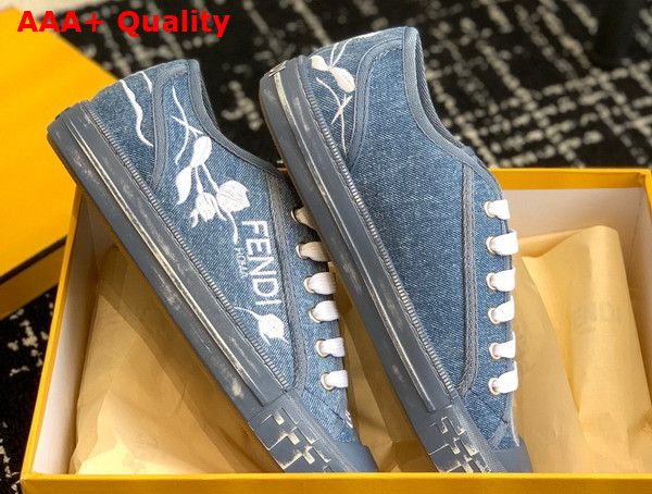 Fendi Domino Light Blue Denim Low Tops Replica