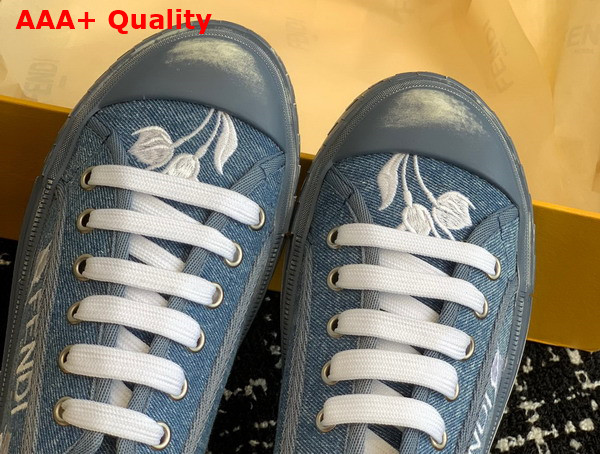 Fendi Domino Light Blue Denim Low Tops Replica