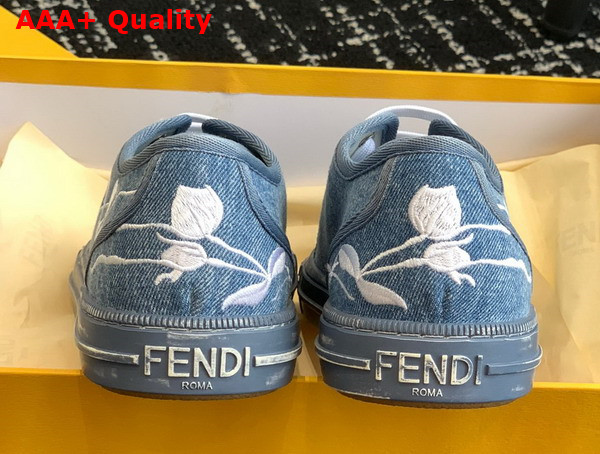 Fendi Domino Light Blue Denim Low Tops Replica