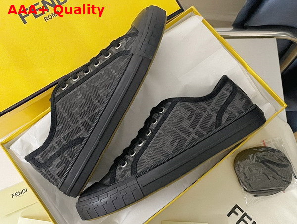 Fendi Domino Sneakers in Black Fabric with Jacquard FF Motif Replica