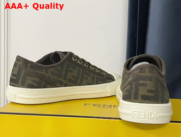 Fendi Domino Sneakers in Brown Fabric with Jacquard FF Motif Replica