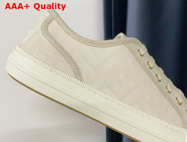 Fendi Domino Sneakers in White Fabric with Jacquard FF Motif Replica