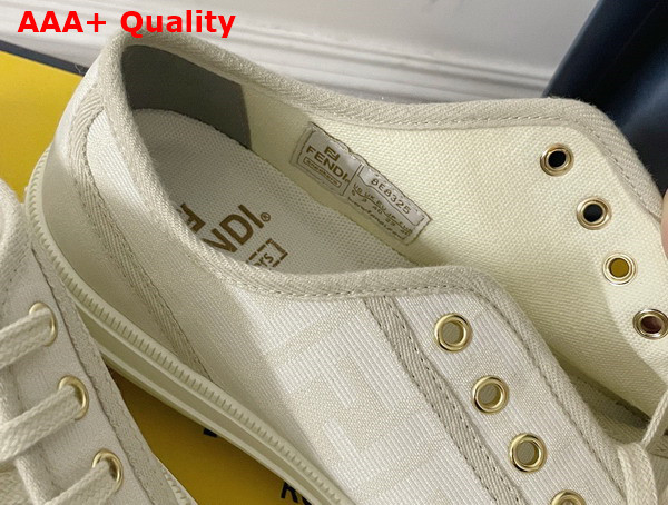 Fendi Domino Sneakers in White Fabric with Jacquard FF Motif Replica