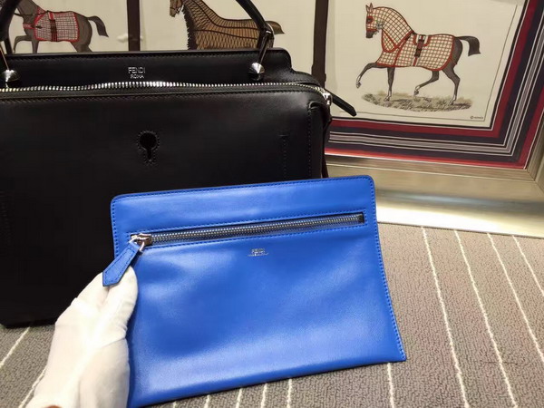 Fendi Dotcom Black Leather Handbag and Blue Clutch Bag for Sale