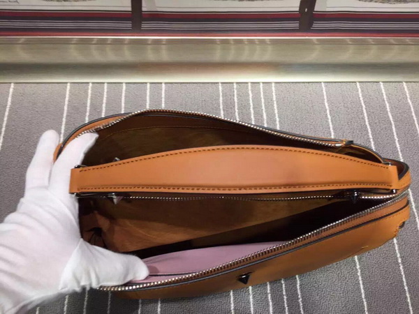 Fendi Dotcom Brown Leather Handbag With Pink Clutch for Sale