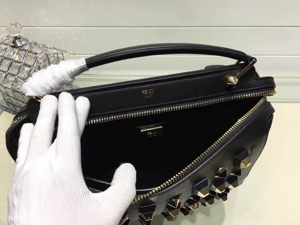 Fendi Dotcom Gold Edition Black Leather Handbag and Clutch Bag for Sale