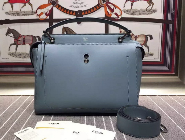 Fendi Dotcom Light Blue Leather Handbag With Black Clutch for Sale