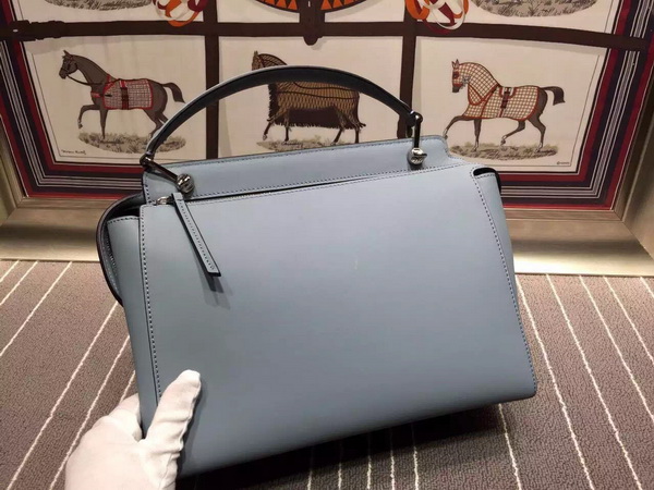 Fendi Dotcom Light Blue Leather Handbag With Black Clutch for Sale