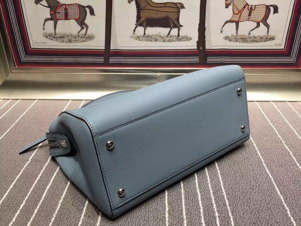 Fendi Dotcom Light Blue Leather Handbag With Black Clutch for Sale