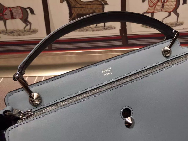 Fendi Dotcom Light Blue Leather Handbag With Black Clutch for Sale